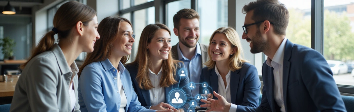 People communicating and collaborating, representing customer service and support