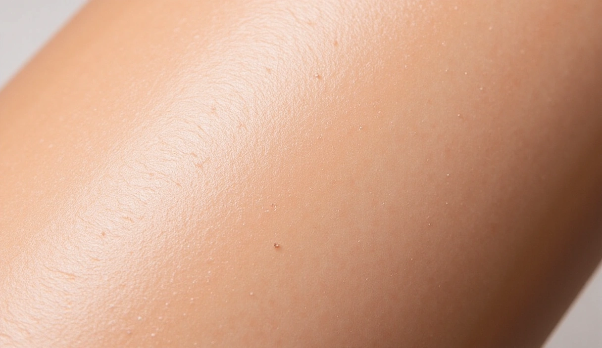 A serene image of healthy, glowing skin with subtle light effects