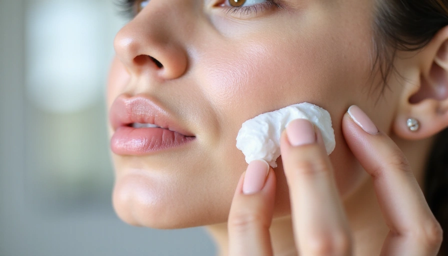 A hand applying a rich moisturizer to a clean, smooth face