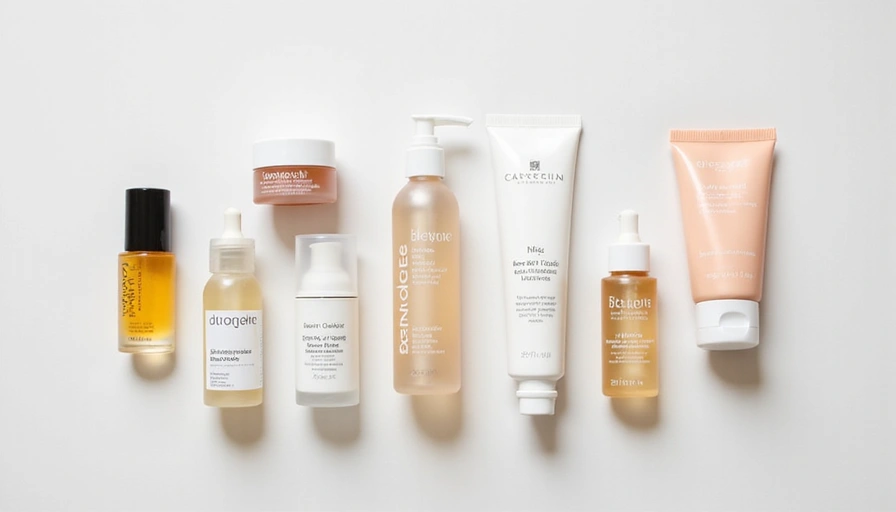A collection of skincare products neatly arranged on a clean, bright surface