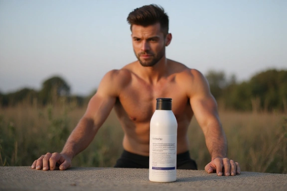 Man exercising with supplements